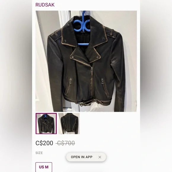 🔥 SOLD 🔥Rudsak Leather Moto Jacket - Picture 7 of 8